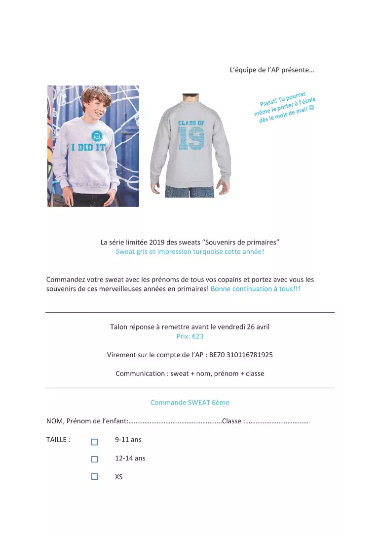 Sweater des sixièmes